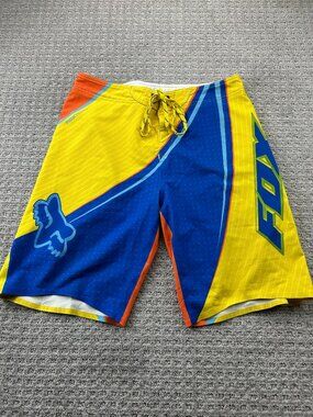 FOX Swim Shorts Men 36 Yellow FOXTECH Surfing Swimming Bathing Suit Beach Summer